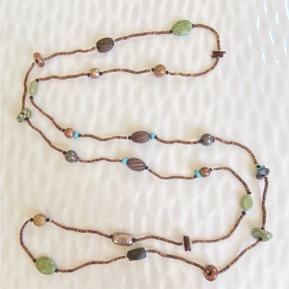 Silpada Bohemian Shell and Beaded Necklace 30”inches long N1569 - Picture 3 of 11
